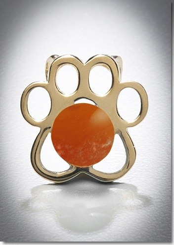 Amber Paw Yellow Gold Cremation Pendant